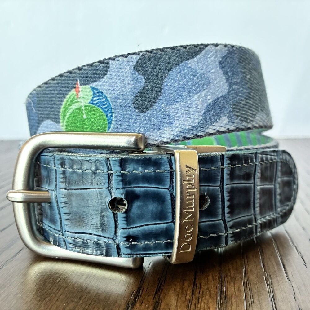 Doc Murphy Golf Belt Blue Camo Striped Reversible 33" Total Length Kid's Size?